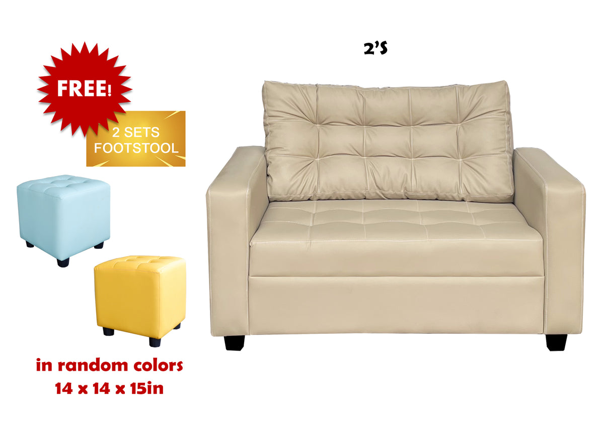 MODERN 2 SEATER SOFA SET (FREE OTTOMAN/RANDOM COLOR)