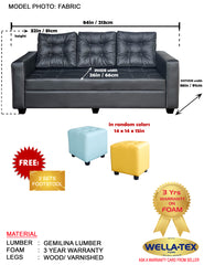 MODERN 3 SEATER SOFA with 2 OTTOMAN FREE