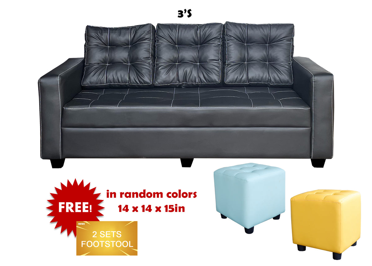 MODERN 3 SEATER SOFA with 2 OTTOMAN FREE